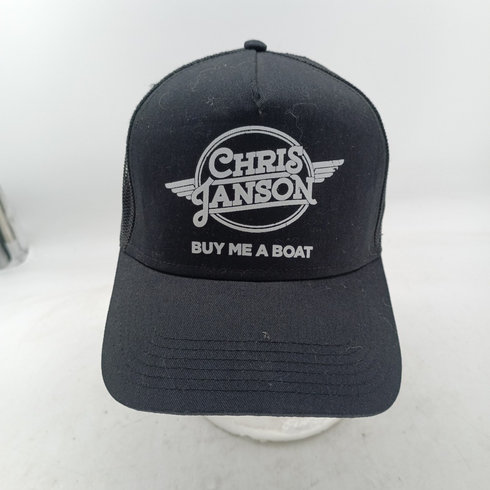 Chris Janson Buy Me A Boat Black Trucker Hat OTTO Snapback Mesh Tour Cap Mens #4